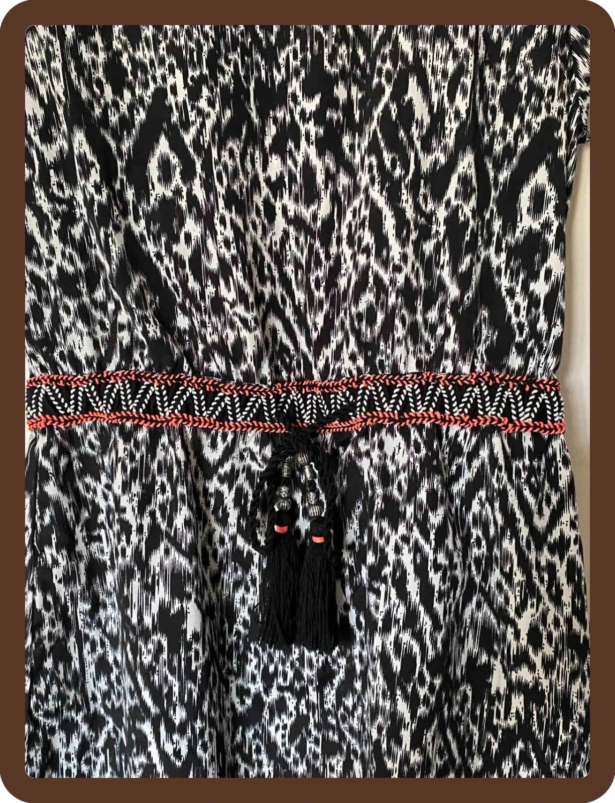 Vestido Kaporal preto e branco estampado + cinto trançado T36 – estilo boêmio chique – photo 3